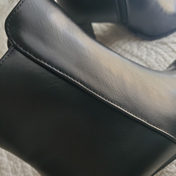 Black Square Toe Block Heel Ankle Boots Size 7 - Picture 5 of 10